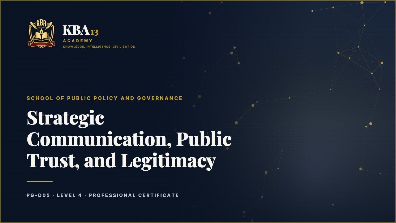 PG-D05 — Strategic Communication, Public Trust, and Legitimacy