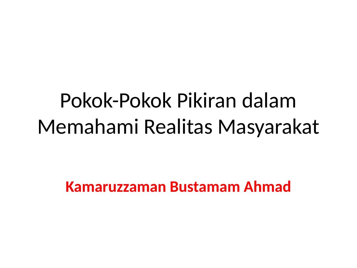 Pokok-Pokok Pikiran dalam Memahami Realitas Masyarakat