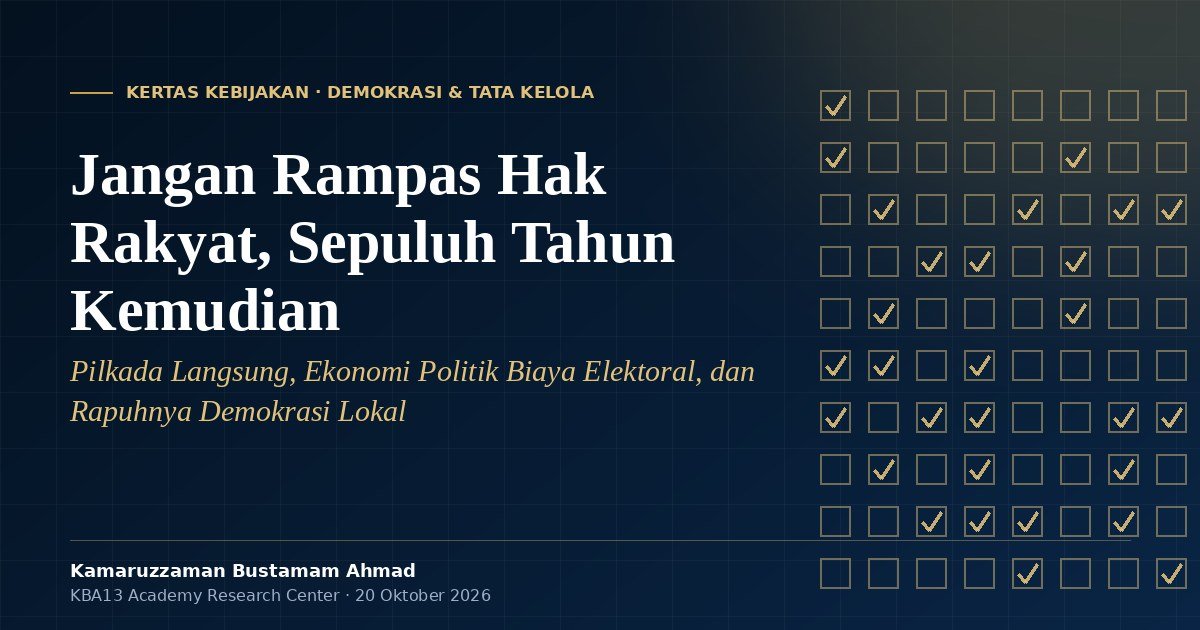 Jangan Rampas Hak Rakyat, Sepuluh Tahun Kemudian: Pilkada Langsung, Ekonomi Politik Biaya Elektoral, dan Rapuhnya Demokrasi Lokal di Indonesia
